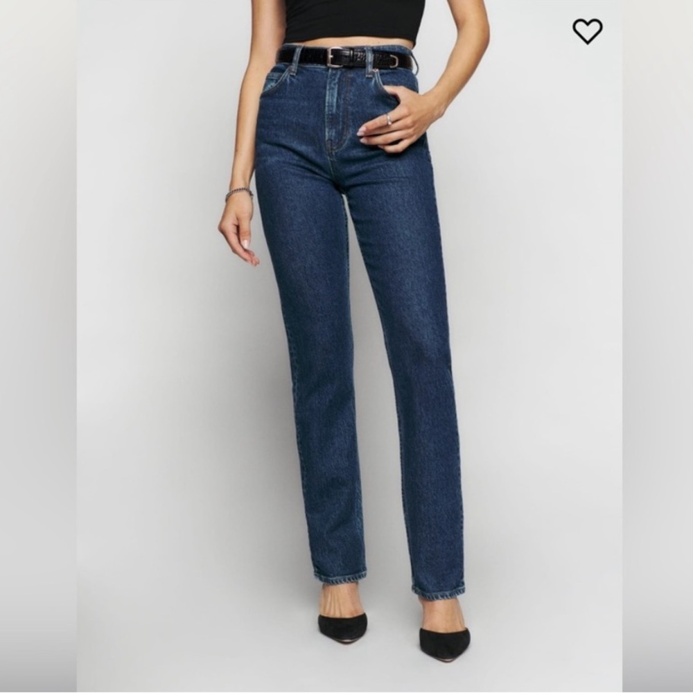 Reformation Dark Blue Straight Leg Jeans